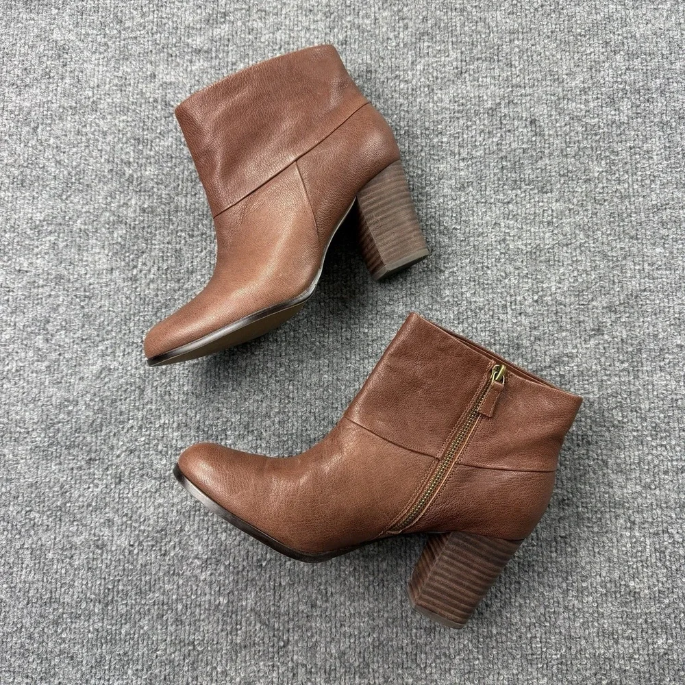 Cole Haan NikeAir Brown Leather Ankle Boots Heeled‎ Booties Womens 8B
